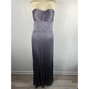 BR Monogram Banana Republic Purple Silk Strapless Maxi Dress in Size 12 NWT